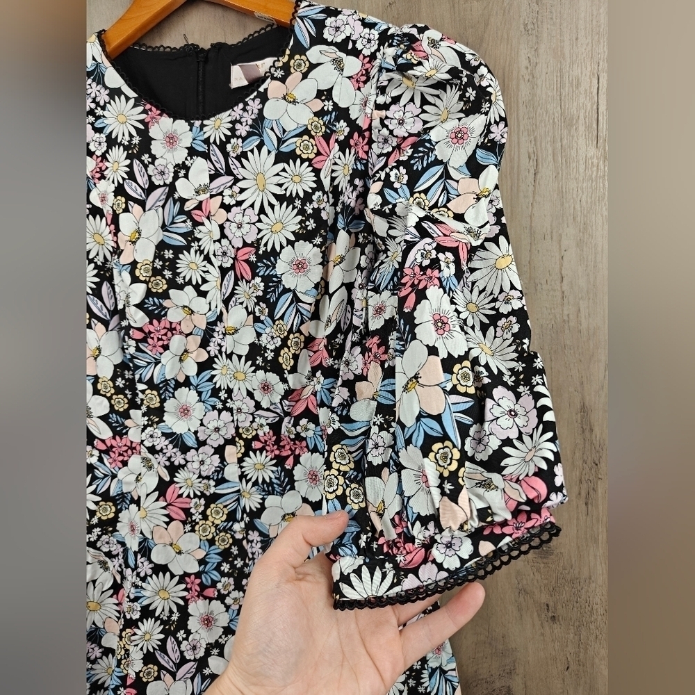 Rachel Parcell Floral Cotton Puff Sleeves Mini Dress Size LG - Picture 10 of 15